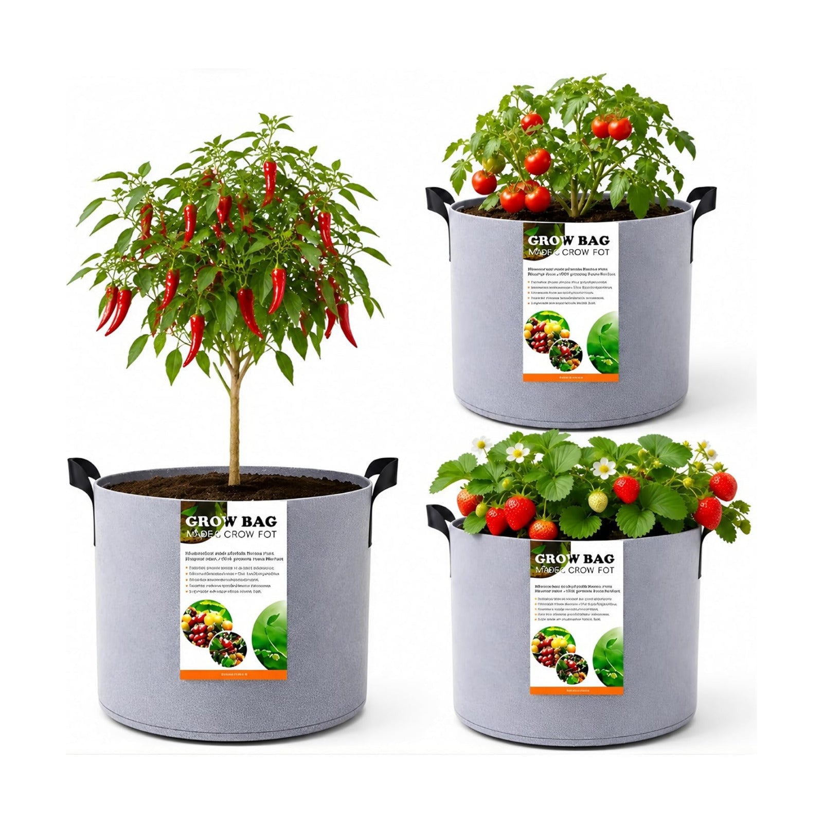 15 Gallon Tall Grow Bags Pot for Plants,15Gal Fabric Nursery Plant Pot,3PCS | With Handles,15 Gallon Cloth Felt Heavy