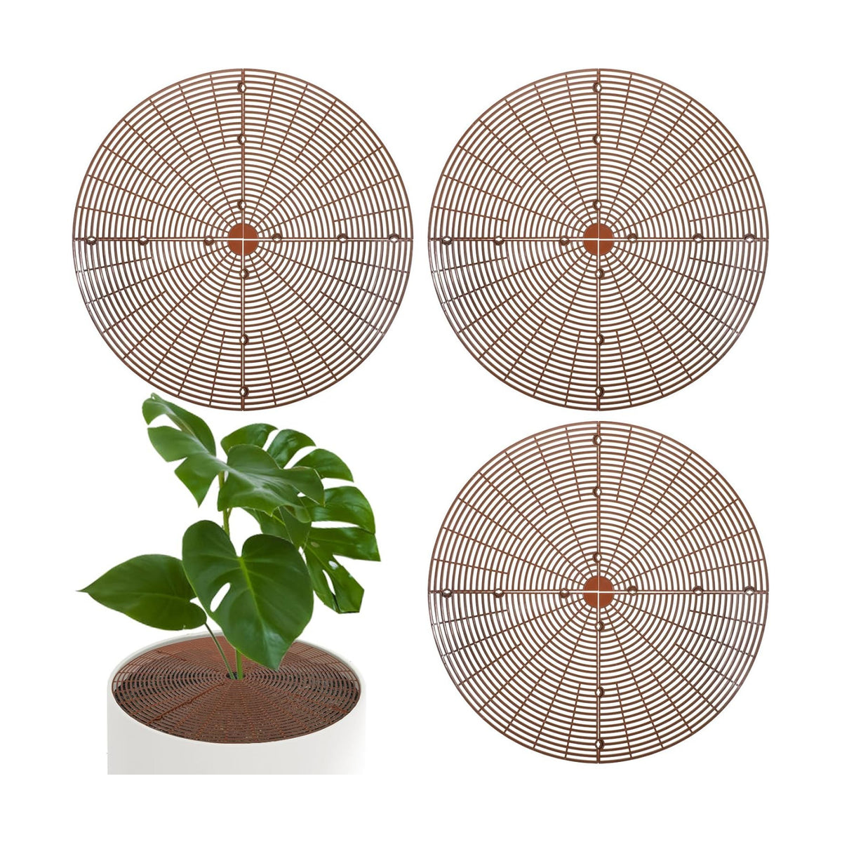 3 Packs 20.8 Inch Soil Protector Covers, Plant Pot Grid Cover Protectors from Animals, Cuttable Flower Pot Grid with 12 Stakes, Keep Cats Out of Potted Plants