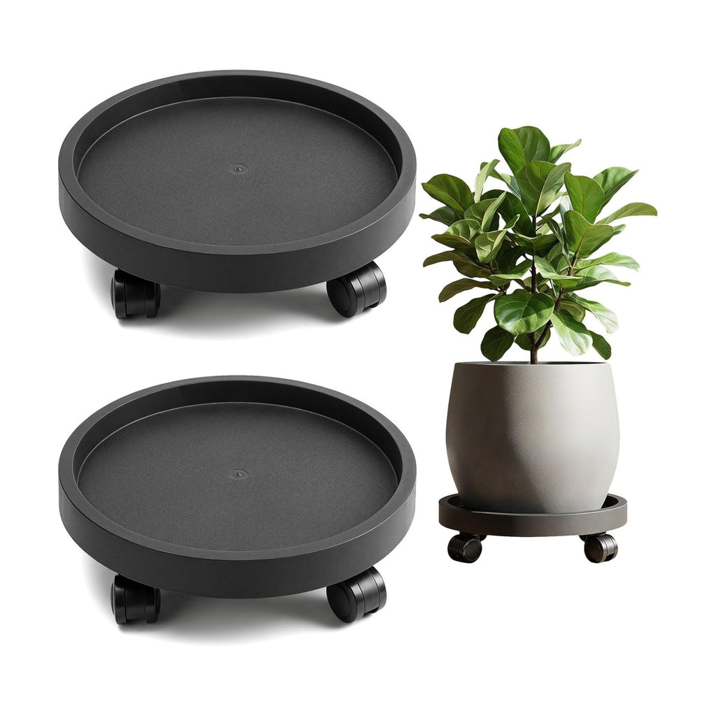 2 Pack Plant Caddy with Wheels, 12.6 inch Rolling Plant Stands | Round Plant Stand Dolly for Outdoor Indoor Heavy