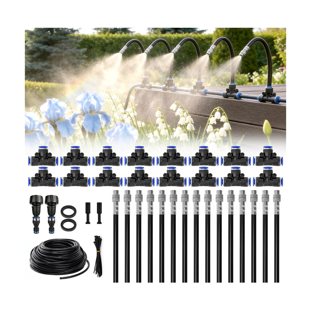 360° Adjustable Drip Irrigation System, 49FT Garden Watering System with 15 Nozzles, Water Sprinkler for Garden, Yard