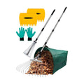 Adjustable Metal Leaf Rake Set Garden Rake for Leaves Long Handle 37"-63" Expandable Head Gardening Tools Set Includes