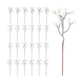 24PCS White Berry Stems 7.08in Christmas Tree Decor Faux Picks Glitter