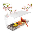 Clear Window Bird Feeder Outdoors - Bird Feeder for Viewing with 5 Perching Stands, Wavy roof, Self-Adhesive Hooks, Drain Holes and Removable Tray, as a Birdhouse, Garden Decor