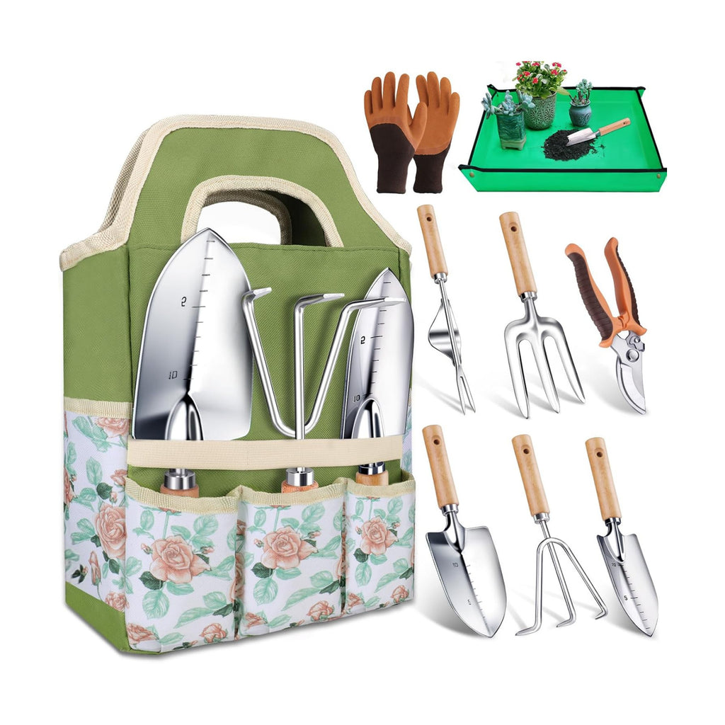 Kynup Garden Tools Set with Storage Bag, Heavy-Duty Gardening Kit for Women | Thickened Rust-Resistant Stainless Steel
