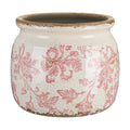 5.9'' Vintage Ceramic Planter, Ice Crack Glaze Pink Floral Pot