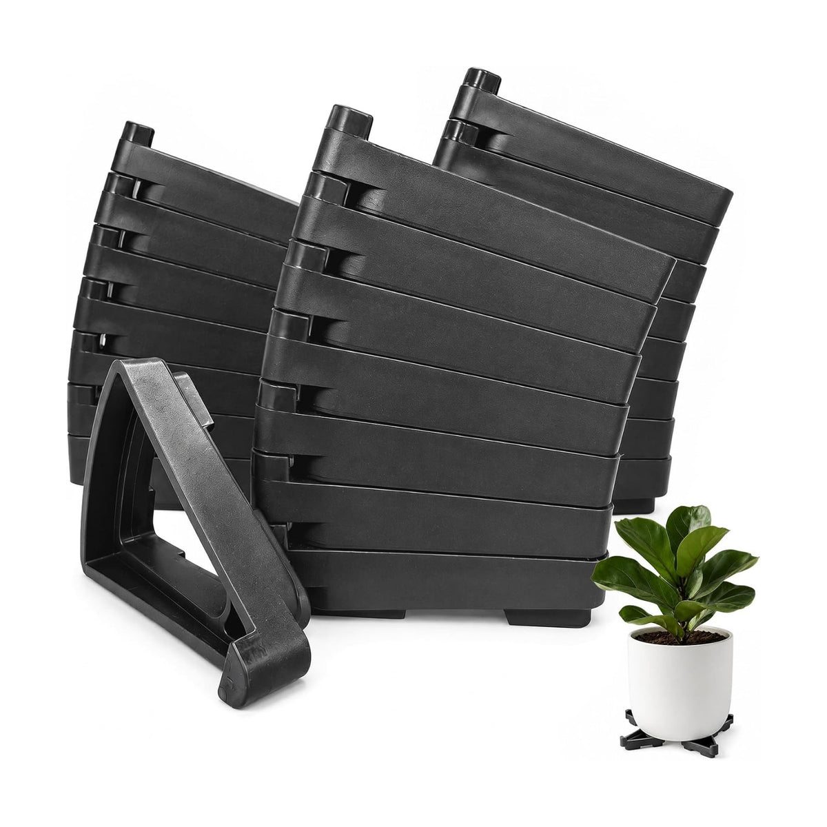 24 Pack Pot Feet for Outdoor Planters, Black