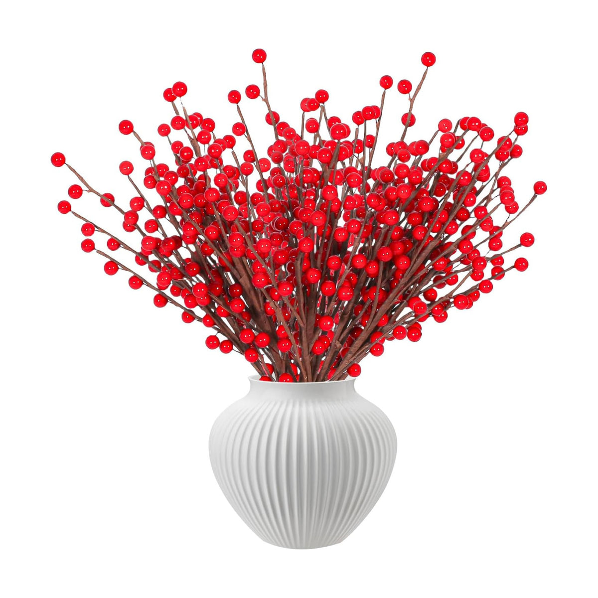 Breeze Touch 10 Pack Artificial Red Berry Stems,12.5inches Red Berry Picks Faux Holly Berry Branches for Christmas Tree Decorations, Holiday Home Decor and Wedding DIY Crafts
