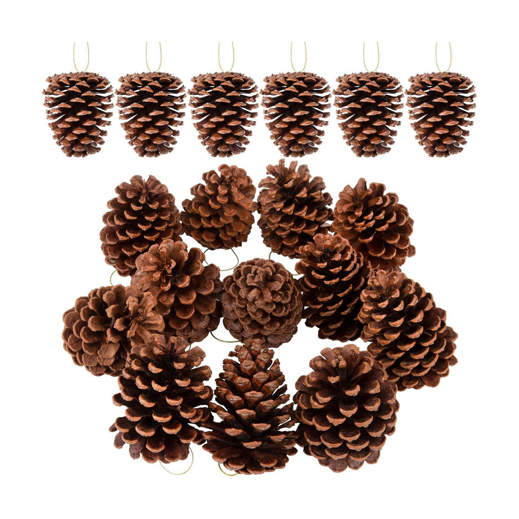12PCS Christmas Pine Cones Ornaments Extra Large with String 3.5"-4"