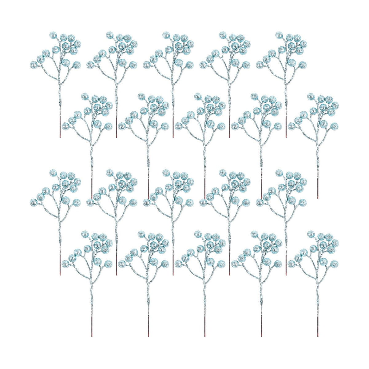 Fangoo 20 Pack 7 Inch Artificial Light Blue Berry Picks for Christmas Tree Light Blue Berries Stems Holly Berry Branches Ornaments Wreath Crafts Wedding Holiday Season Winter Home Decor
