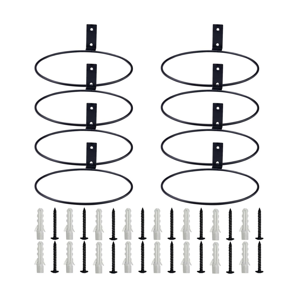 8 Pack 8 Inch Flower Pot Holder Ring Wall Mounted, Steel Plant Wall Hanger, Outdoors & Indoors Hanging Brackets, Fits