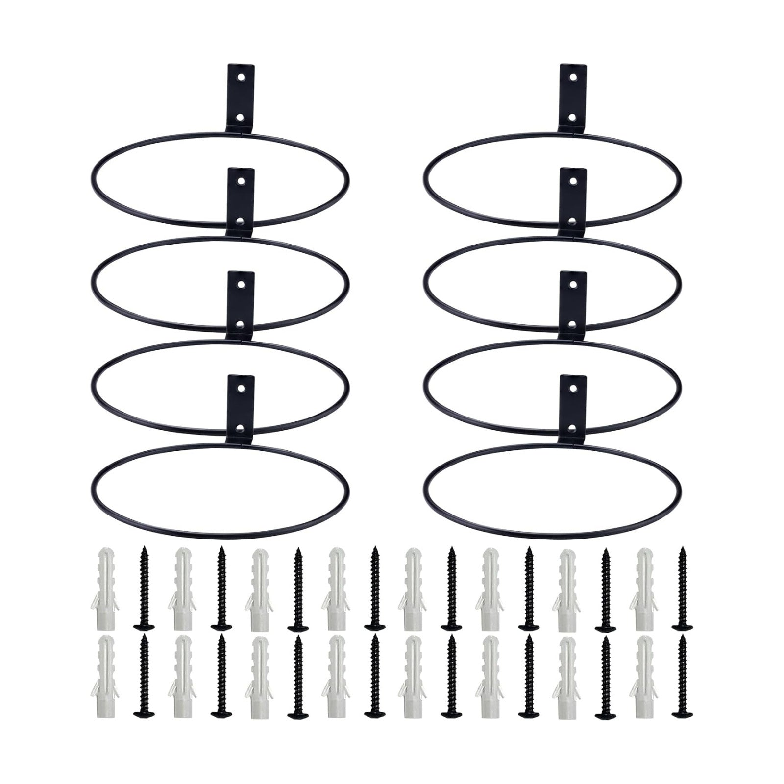8 Pack 8 Inch Flower Pot Holder Ring Wall Mounted, Steel Plant Wall Hanger, Outdoors & Indoors Hanging Brackets, Fits