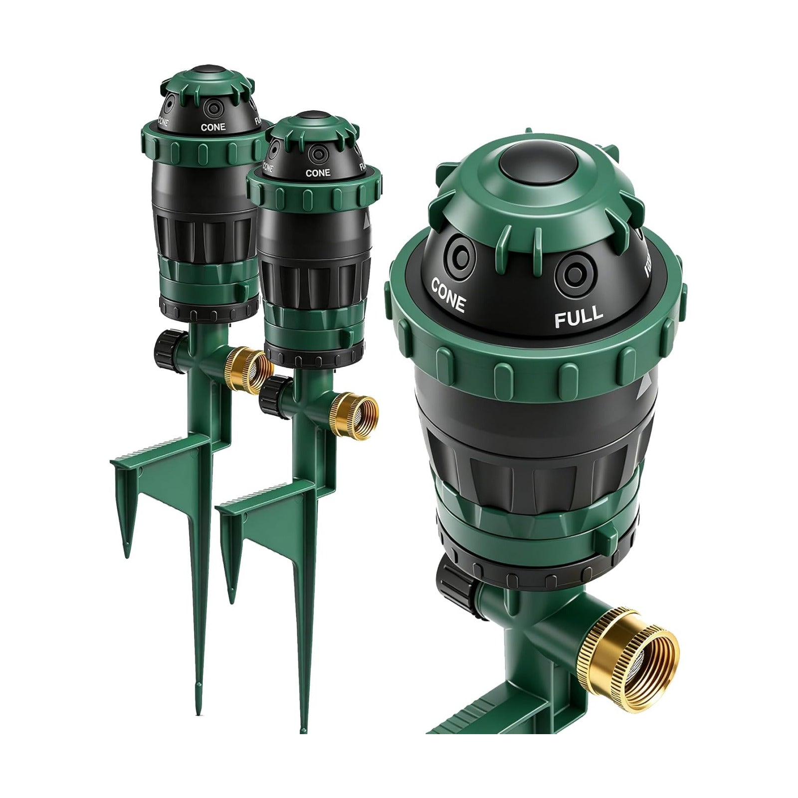 LIULO TOOL 2-Pack Gear Drive Sprinklers for Yard, 360 Degree Garden Water Sprinkler Head on Spike Base with 3/4 Inch