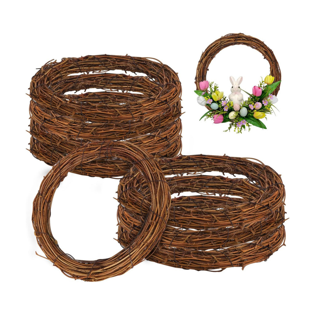 GNIEMCKIN 8 Pack 8 Inch Natural Grapevine Wreaths, Vine Branch Wreath