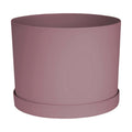 Bloem Mathers 8" Plastic Planter - Modern Indoor Pot with Drainage Hole and Saucer Tray, Dusty Rose