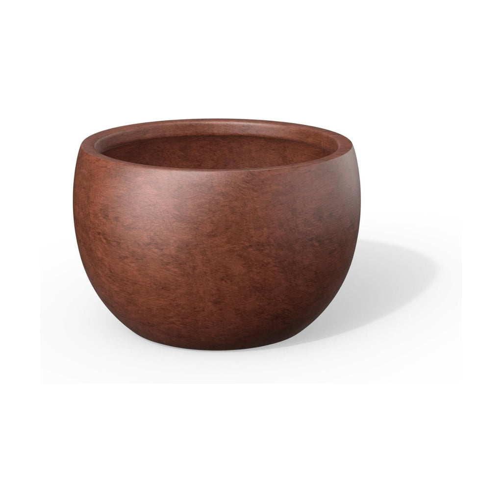 Kante Accent Round Bowl Rusty Concrete Planter 15.7" Dia, Outdoor | Rubber Plug for Indoor, Drainage for Garden