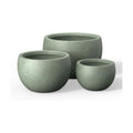 Kante Set of 3 Mint Green Concrete Bowl Planters 19.9" 15.7" 11.8" Dia | Drainage for Outdoor, Rubber Plug for Indoor