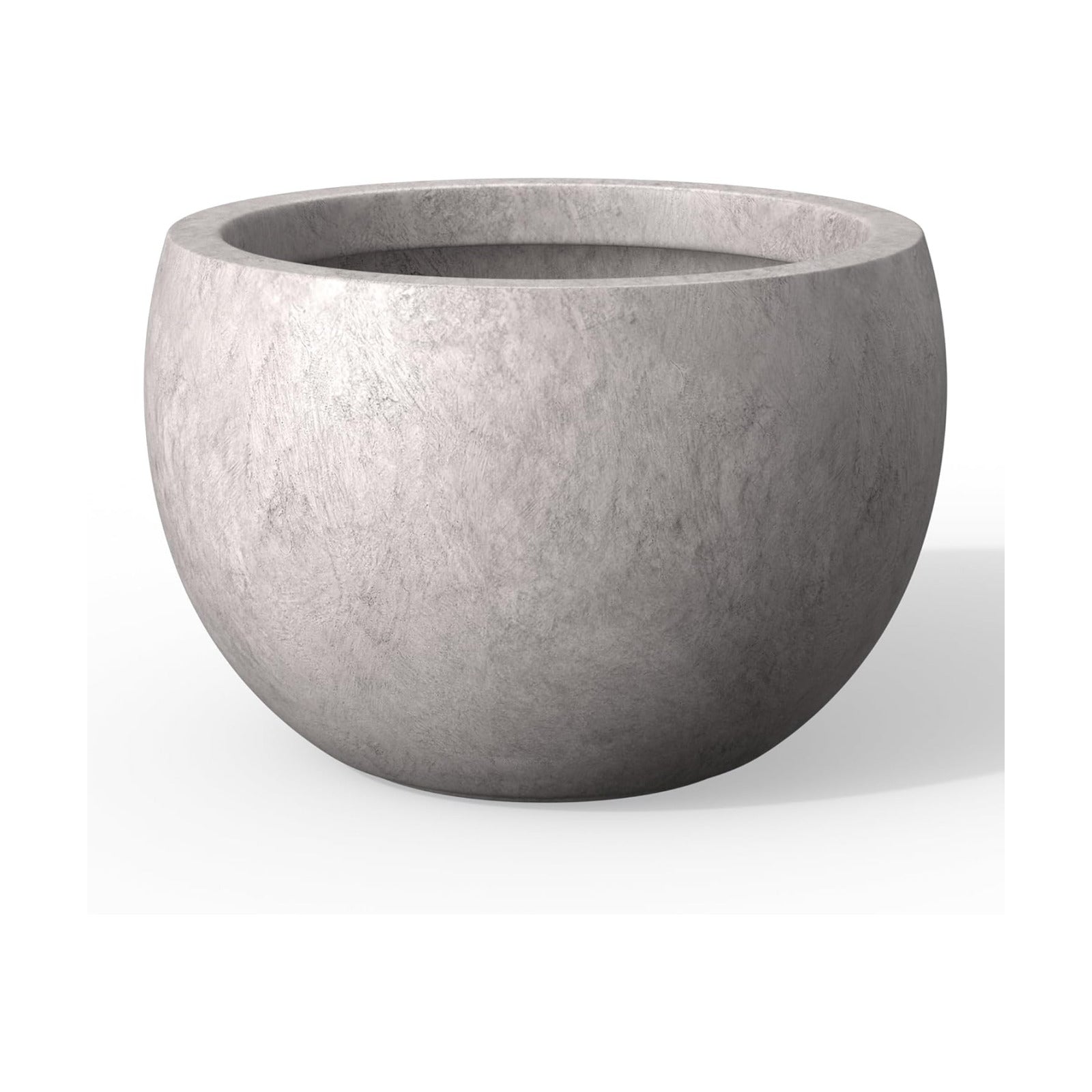Kante Large Round Bowl CON Gray Concrete Planter 19.9" Dia, Outdoor | Rubber Plug for Indoor, Drainage for Garden