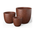 Kante Set of 3 Rusty Concrete Bowl Planters 18" 14" 10" Dia