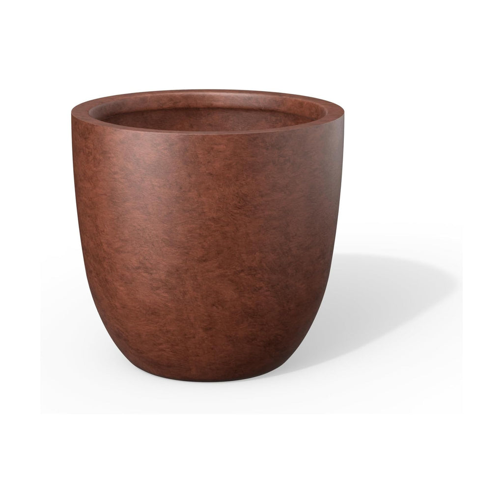 Kante Large Round Bowl Rusty Concrete Planter 18" Dia, Outdoor | Rubber Plug for Indoor, Drainage for Garden