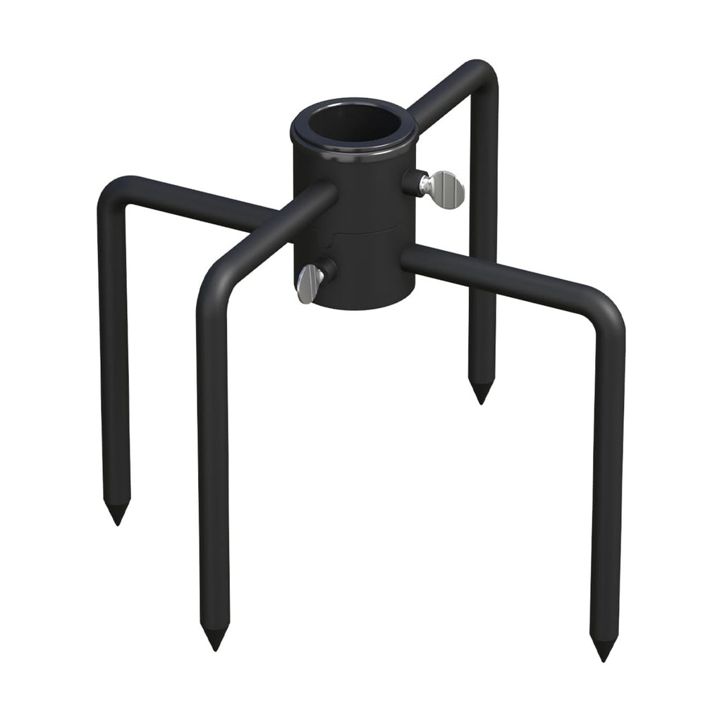 Mocomax Pole Stabilizer Stand Base Applies to 1.41" to 2.12" Shepherds Hook, Outdoor Bird Feeder Pole Stabilizer Support with 4 Prongs, Metal Holder Base for Birdhouse, Flagpole, Umbrellas, Black