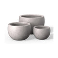 Kante Set of 3 CON Gray Concrete Bowl Planters 19.9" 15.7" 11.8" Dia | Drainage for Outdoor, Rubber Plug for Indoor