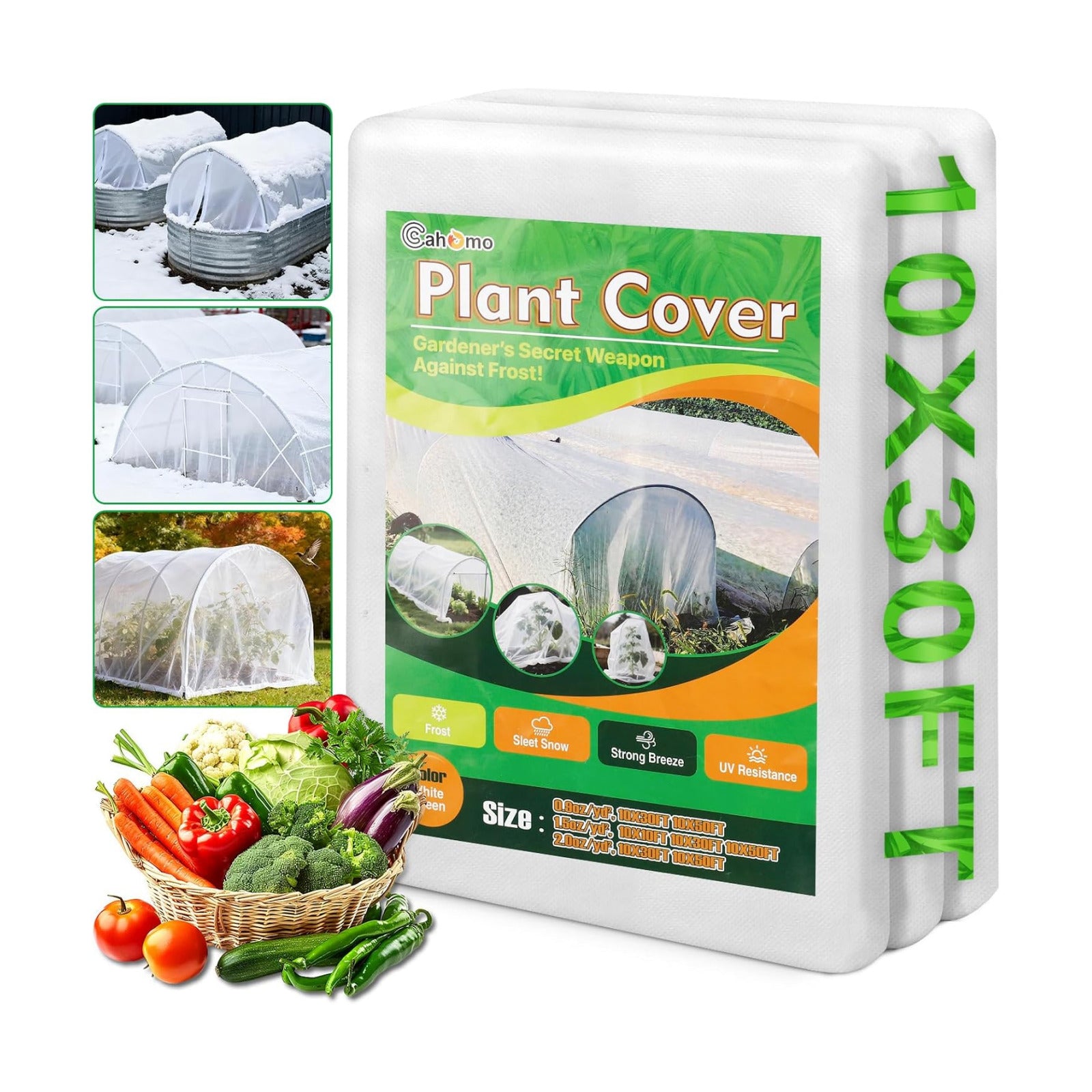White Plant Covers Freeze Protection, 10 x 30 ft - 2 oz/yd² Frost Cloths for Outdoor Plants, Tree Covers Freeze