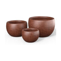 Kante Set of 3 Rusty Concrete Bowl Planters 19.9" 15.7" 11.8" Dia | Drainage for Outdoor, Rubber Plug for Indoor Home
