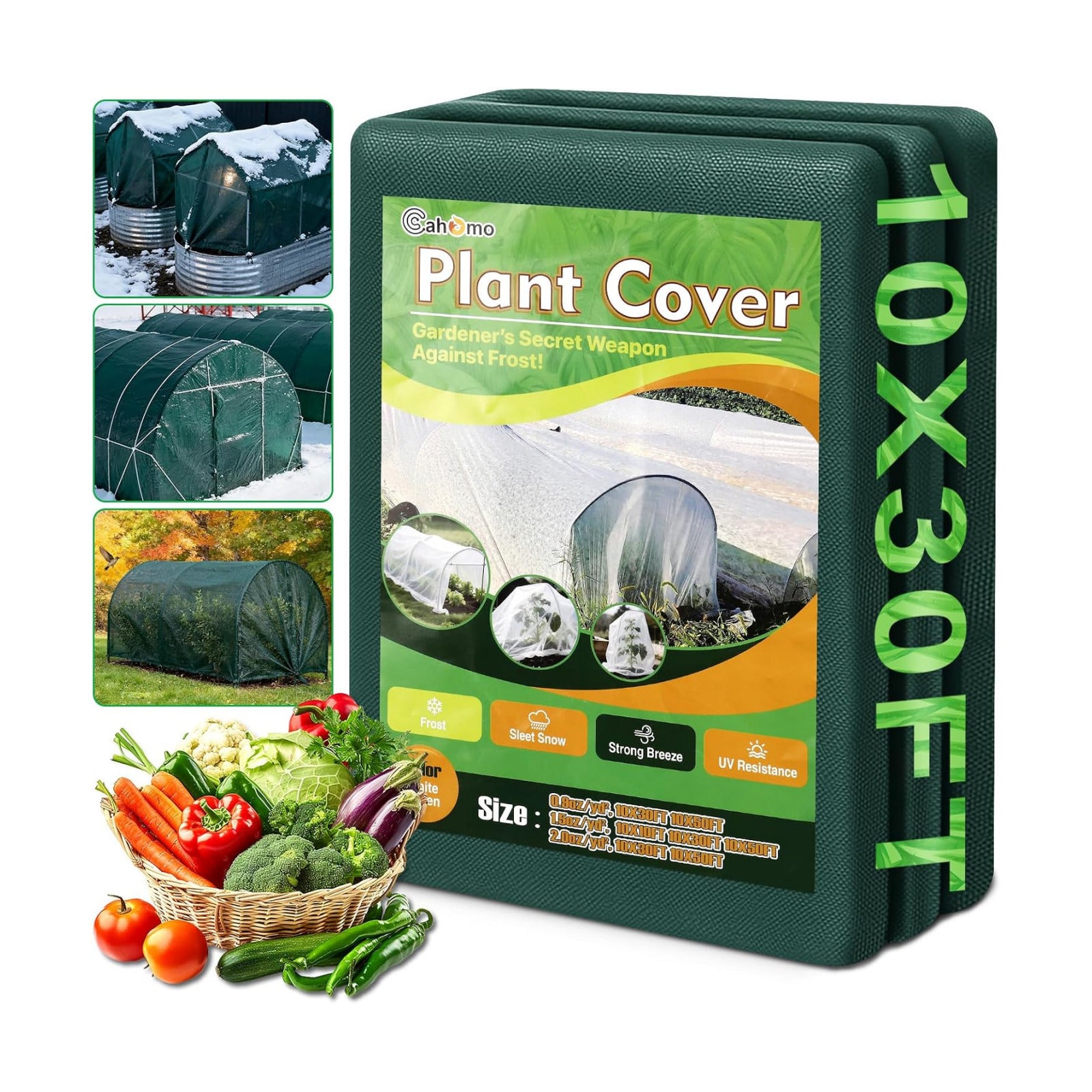 Green Plant Covers Freeze Protection, 10 x 30 ft - 1.5 oz/yd² Frost Cloths for Outdoor Plants, Tree Covers Freeze