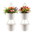 RooTrimmer Hanging Planters 10 Inch, 4 Pcs Flower Pots with Drainage Hole, Self Watering Hanging Basket for Indoor