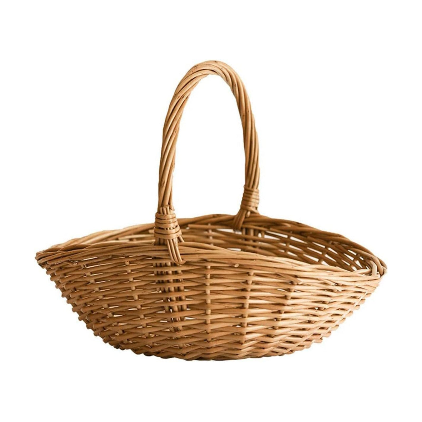 Natural Woven Willow Picnic Basket with Handle - Handcrafted Wicker Storage Basket for Picnic, Shopping, Home
