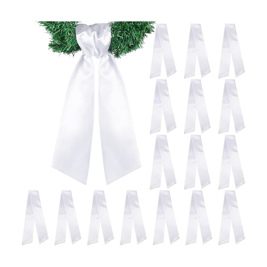VitalCozy 16 Pcs White Wreath Sash Cotton Blank Ribbon