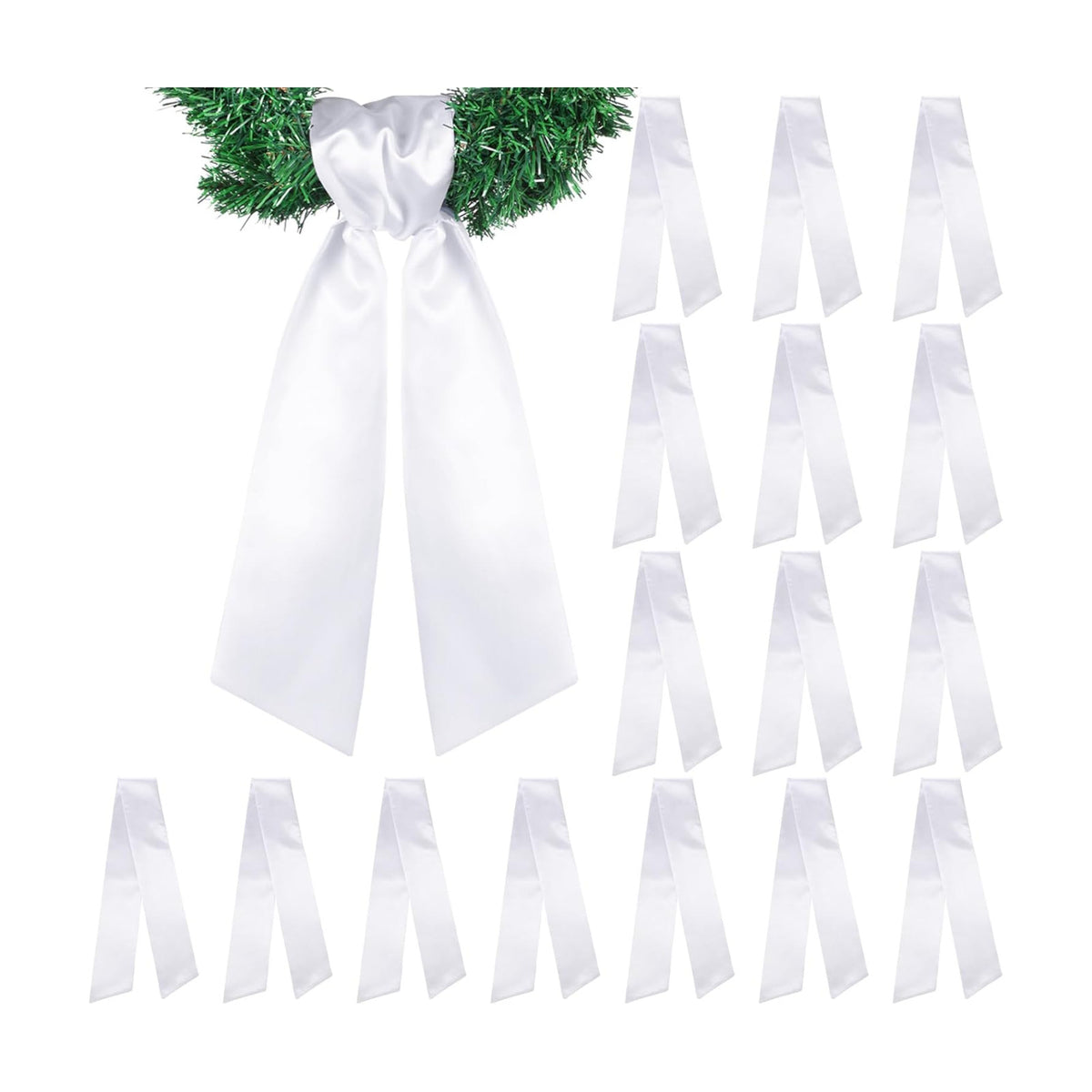 VitalCozy 16 Pcs White Wreath Sash Cotton Blank Ribbon
