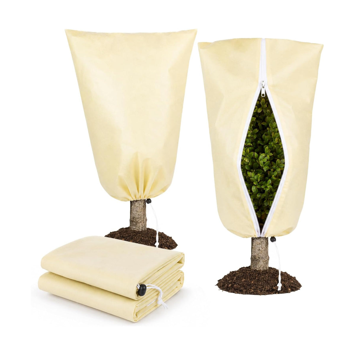 Sukh Plant Covers Freeze Protection - 2 Pack Plant Covers for Winter, Beige