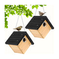 Gtongoko Hanging Wren Bird Houses for Outside with 1-1/8" Entrance 2 Pack | Wood Nesting Box with Metal predator guard