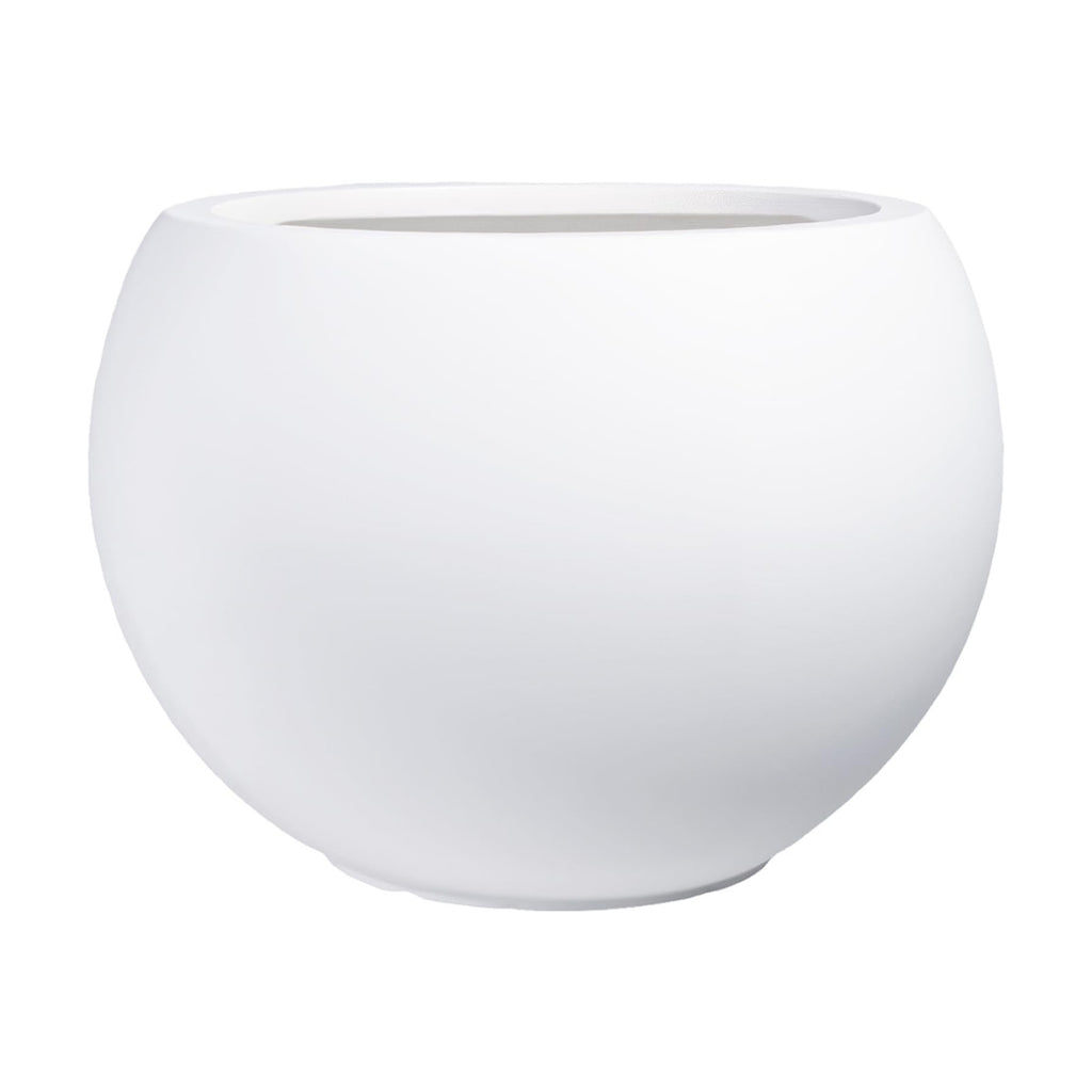 10" H x 14" Dia White Fiberstone Planter Pot with Drainage Hole, Large Round Indoor Outdoor Flower Pot for Plants
