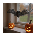 Black Woven Rattan Bat Ornament, 9.8in Hanging Halloween Decorations
