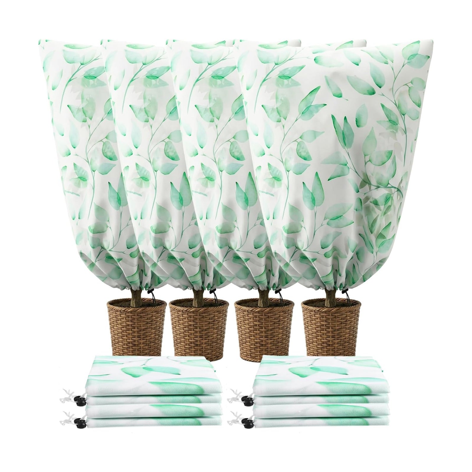 4 Pack Plant Covers Freeze Protection Winter Frost Covers with Zipper Drawstring Reusable Frost Cloth for Outdoor