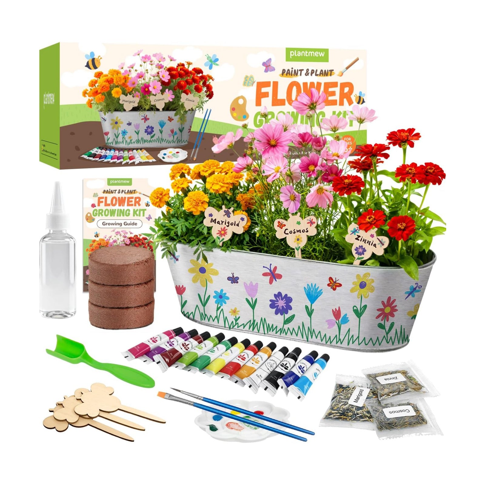 PLANTMEW Paint & Plant Flower Growing Kit for Kids - Fun Kids Gardening Set - Unique Birthday, Crafts & Arts, Gardening