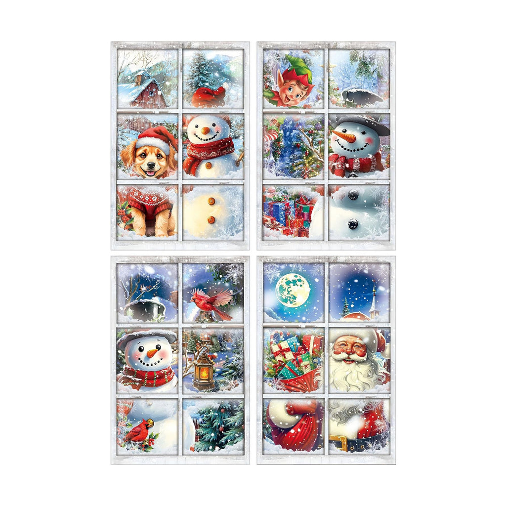 Patelai 4 Pcs Christmas Snowman Curtain Window Silhouette Decoration