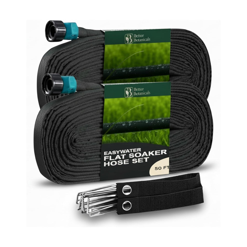 100 FT Flat Soaker Hose (2 x 50 FT) – Drip Irrigation for Garden Beds, Raised Beds & Landscaping – Kink-Resistant, Even