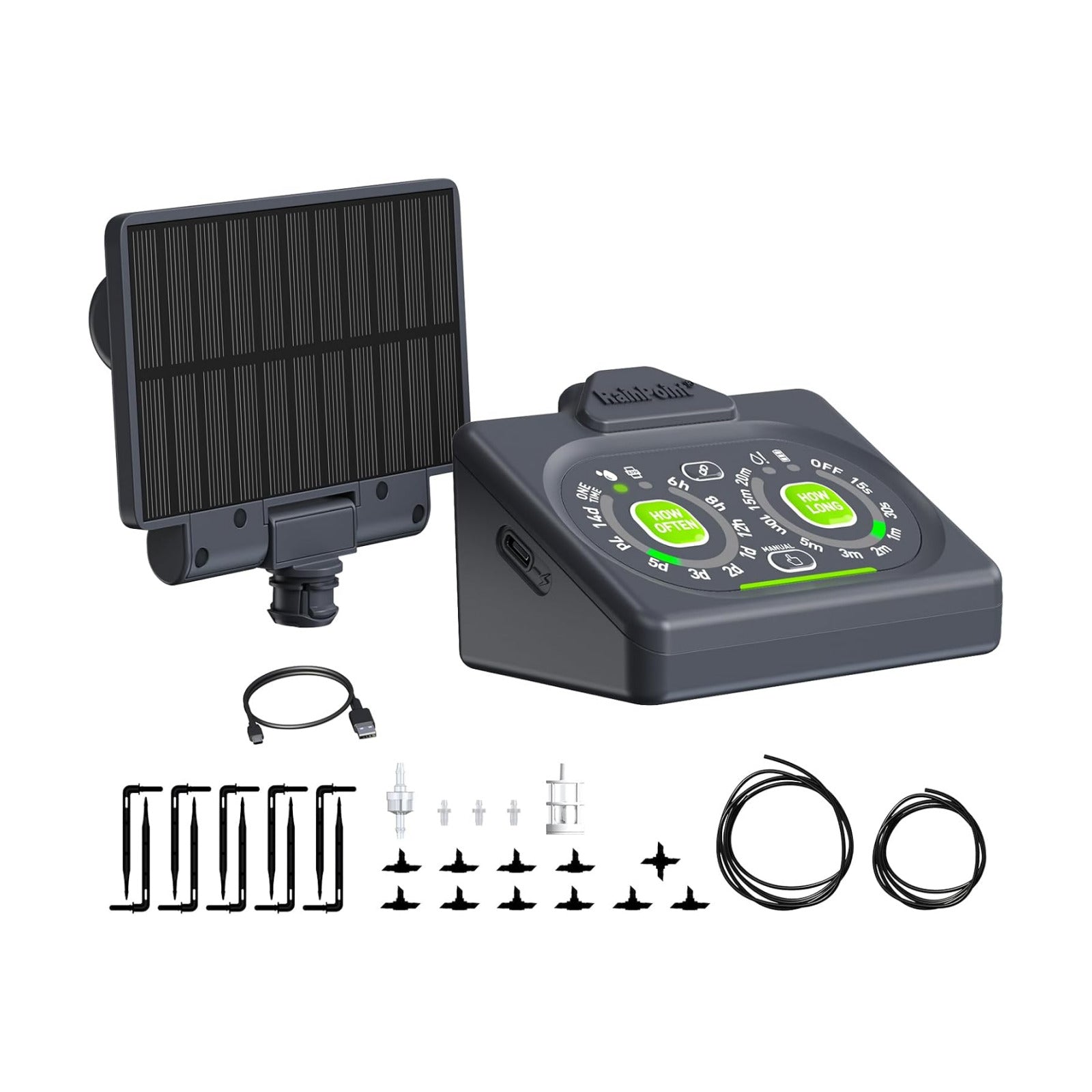 RAINPOINT Programmable Solar Drip Irrigation System for Indoor Houseplant Support Up to 15 Plants, Compact Vacation