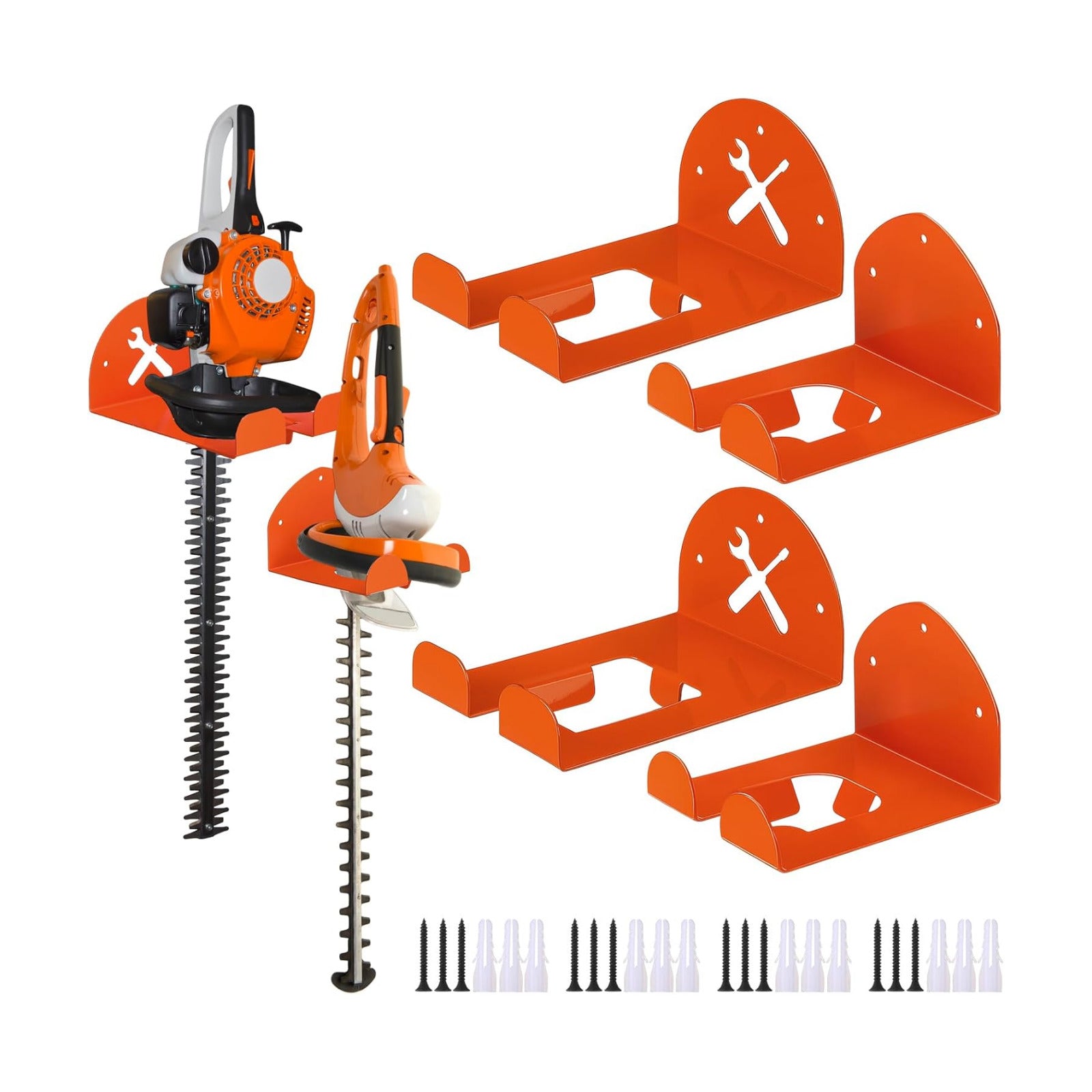 4 Pack Upgraded Trimmer Rack Wall Mount 8" and 5.9" Heavy Duty Weed Eater Hanger for Garage Wall Bracket Garden Power