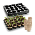 RooTrimmer 3.15 Inch Peat Pots 100 Pcs with 20 Cell Seedling Trays 5 Pcs, Biodegradable Seed Starter Pots with