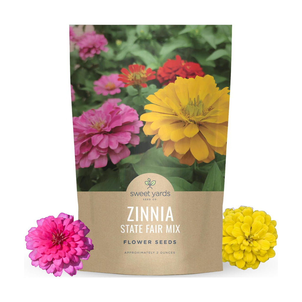 Zinnia State Fair Mix – Large 2 Ounces Seed Packet – 4,000 Flower Seeds for Planting