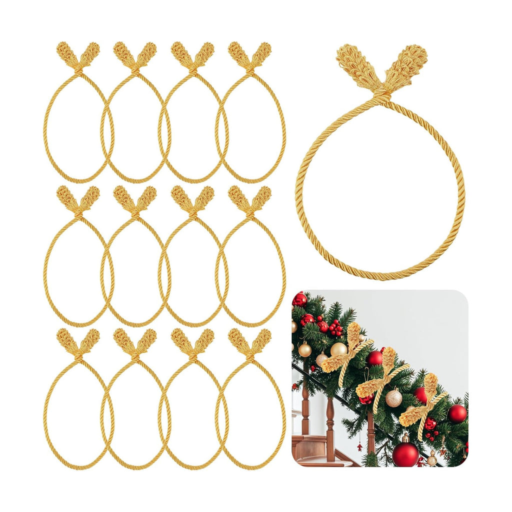 Celltestria 12pcs 20 Inches Christmas Garland Ties (Golden)