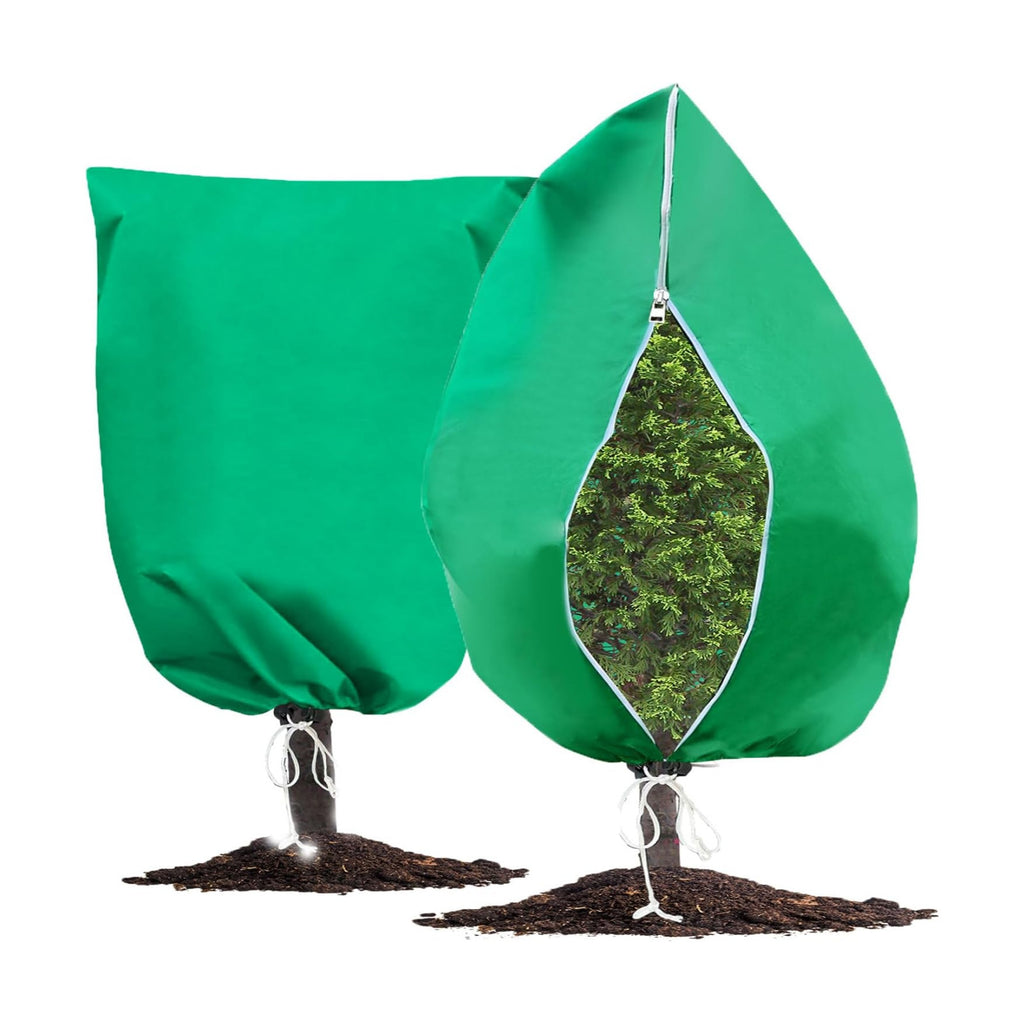 Plant Covers Freeze Protection, 2 Pack 78.7''W x 95.5''H Frost Covers with Zipper Drawstring, Plant Protection Bags for
