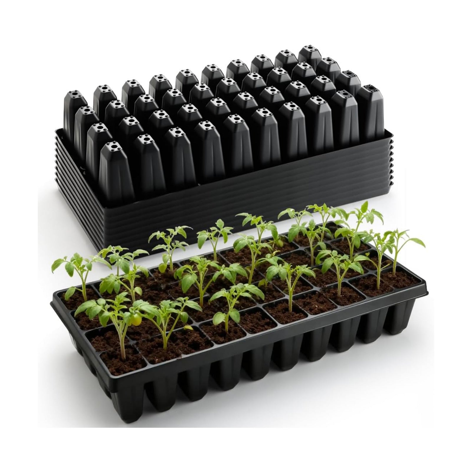 RooTrimmer 10 Pack 40 Cell Seed Starter Trays - Extra Deep 3.9" Plastic Nursery Trays, 20" x 10"，Fits Standard 1020