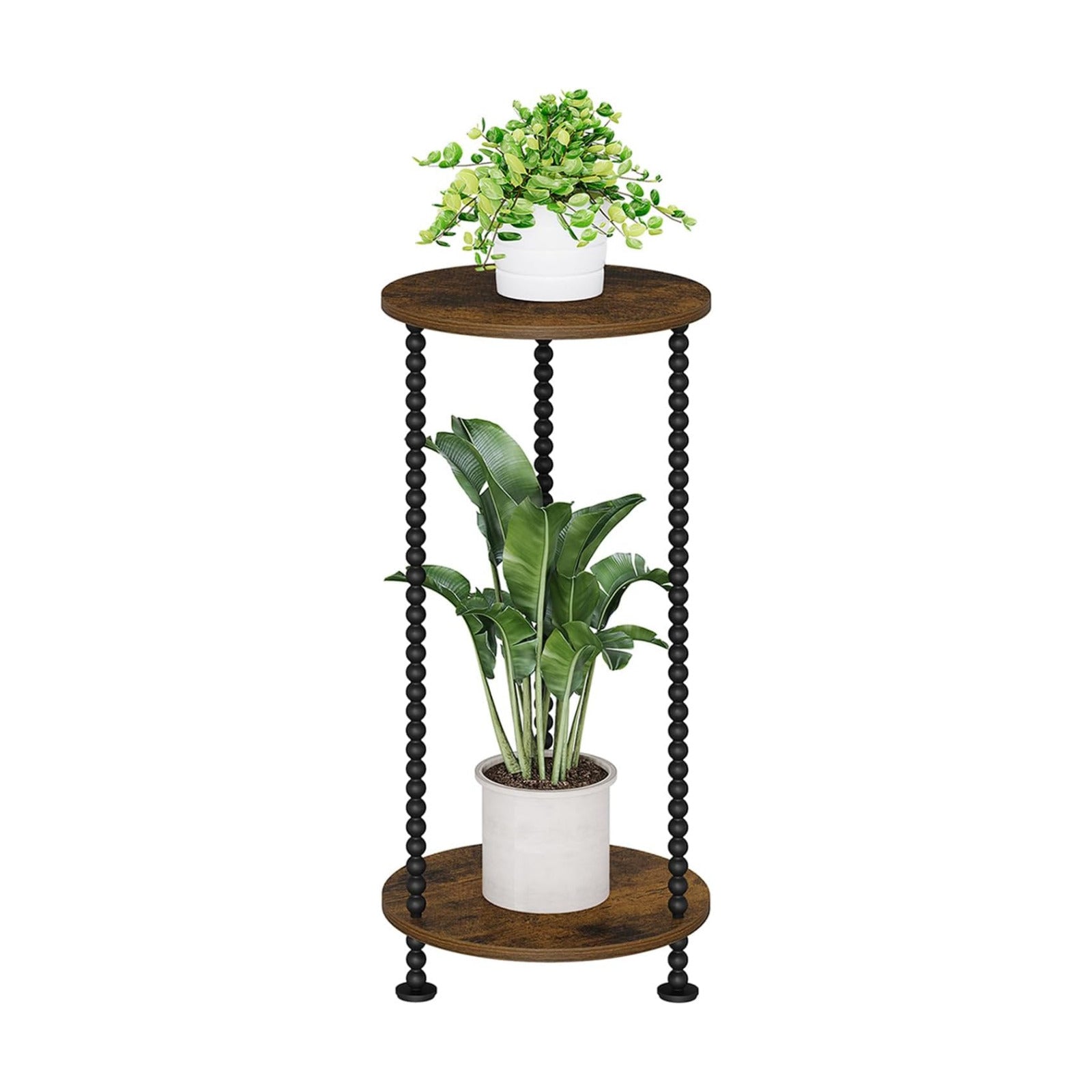 YINMIT Plant Stand Indoor, 2 Tier Small Plant Stand, Plant Stands with Metal Spindle Poles, Corner Flower Pot Stand