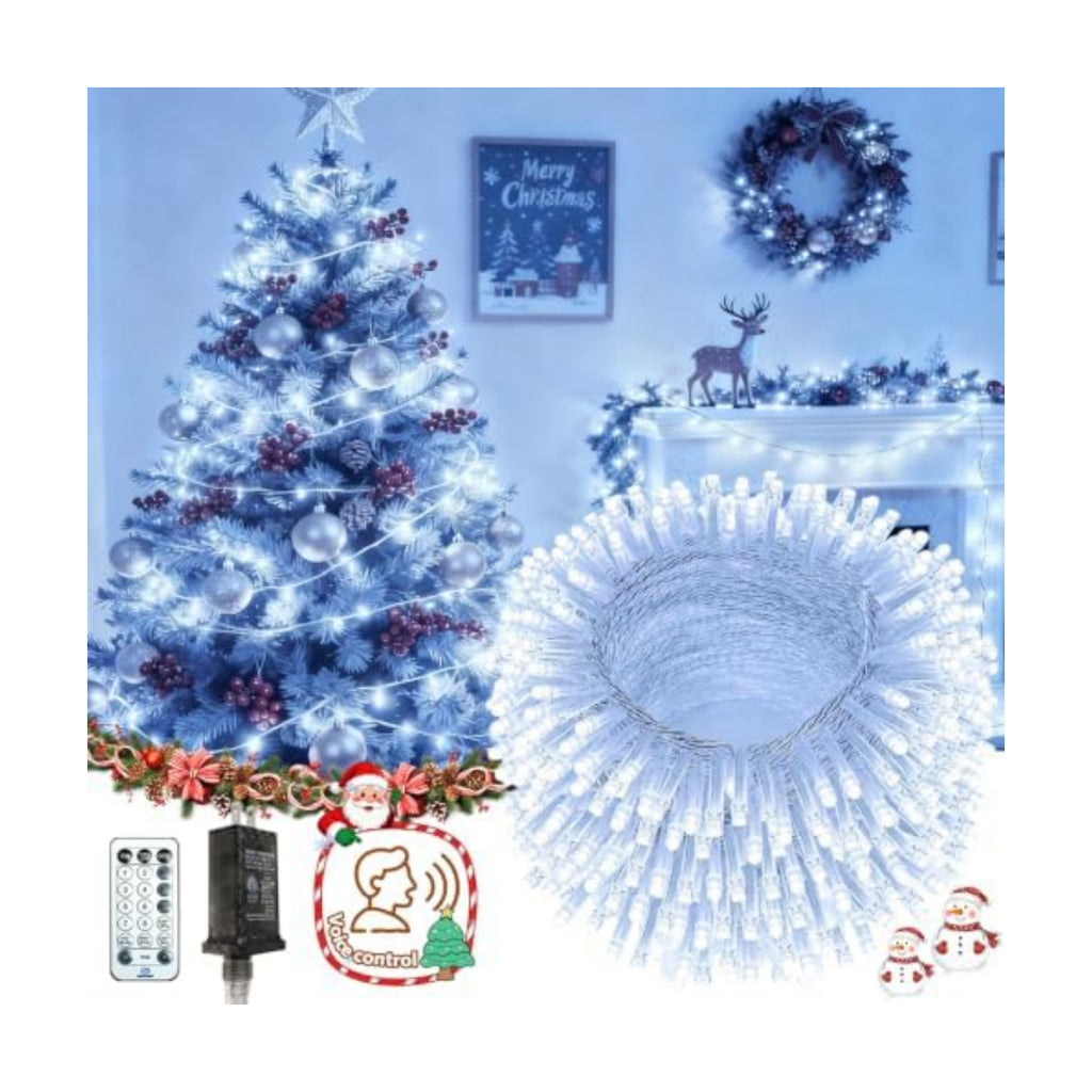 KAQ 240LED 88FT Christmas String Lights Voice Controlled Remote, Cool White