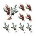 Artificial Pine Cones Picks with Red White Berries and Holly Leaves - Frosted Snow Christmas Greenery Stems for DIY Holiday Wreaths, Centerpieces, Winter Crafts and Home Decor (10)